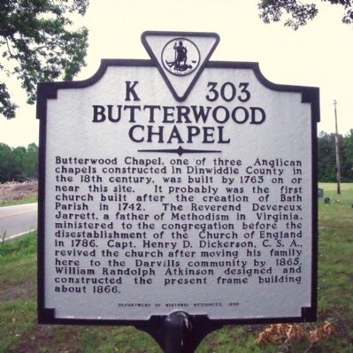 Butterwood Chapel Marker image. Click for full size.