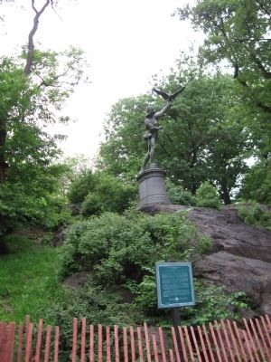 The Falconer Statue and Marker image. Click for full size.