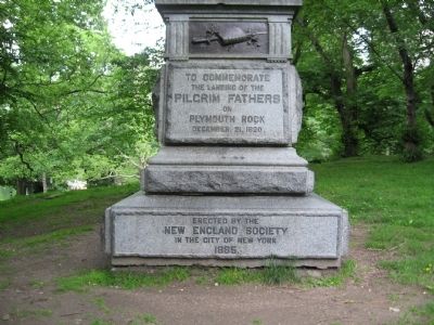 The Pilgrim Statue Pedestal image. Click for full size.