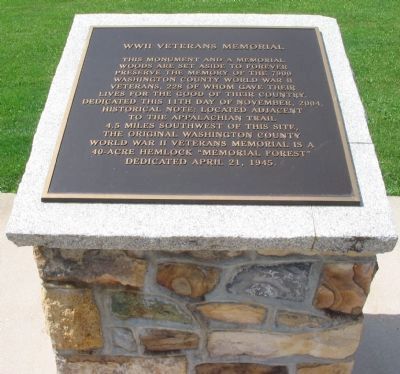 WW II Veterans Memorial Marker. Click for full size. WW II Veterans Memorial Marker image. Click for full size.
