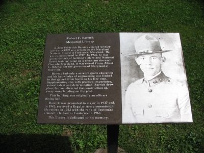 Robert F. Barrick Memorial Library Marker. Click for full size. Robert F. Barrick Memorial Library Marker image. Click for full size.