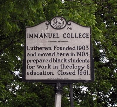 Immanuel College Marker image. Click for full size.
