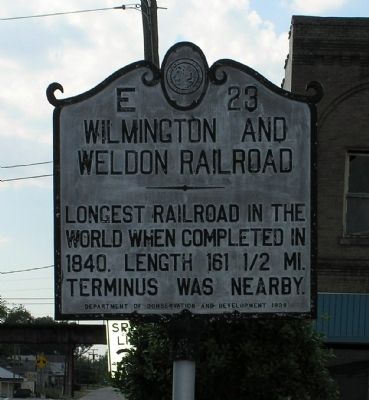 Wilmington and Weldon Railroad Marker. Click for full size. Wilmington and Weldon Railroad Marker image. Click for full size.