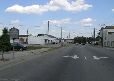Wide view of the Wilmington and Weldon Railroad Marker. Click for full size. Wide view of the Wilmington and Weldon Railroad Marker image. Click for full size.
