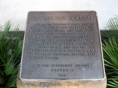 Old Moraga Townsite Marker image. Click for full size.