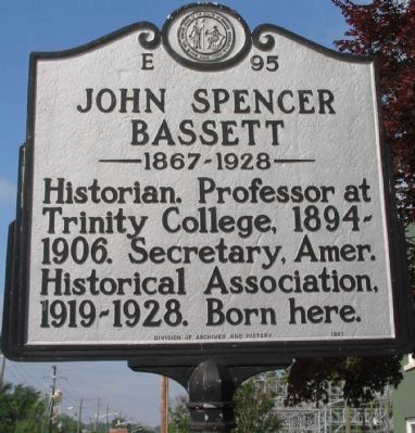 John Spencer Bassett Marker. Click for full size. John Spencer Bassett Marker image. Click for full size.