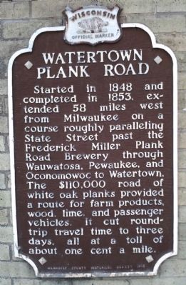 Watertown Plank Road Marker. Click for full size. Watertown Plank Road Marker image. Click for full size.