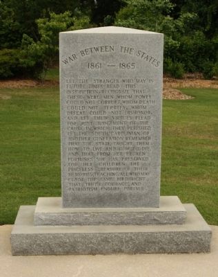 War Between The States Tribute Marker. Click for full size. War Between The States Tribute Marker image. Click for full size.