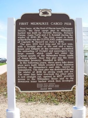 First Milwaukee Cargo Pier Marker. Click for full size. First Milwaukee Cargo Pier Marker image. Click for full size.
