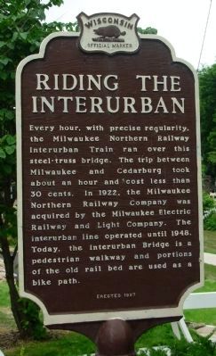 Interurban Bridge / Riding the Interurban Marker image. Click for full size.
