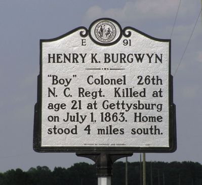 Henry K. Burgwyn Marker image. Click for full size.