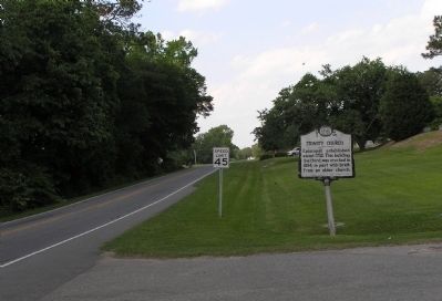 Wide view of the Trinity Church Marker. Click for full size. Wide view of the Trinity Church Marker image. Click for full size.