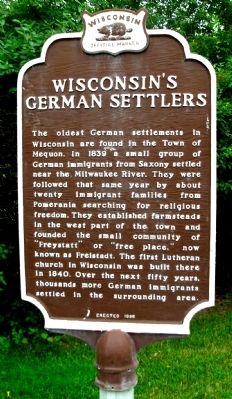 Wisconsin's German Settlers Marker image. Click for full size.