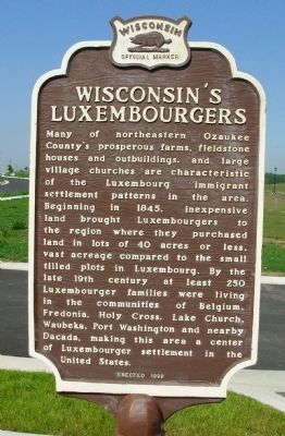 Wisconsin’s Luxembourgers Marker image. Click for full size.