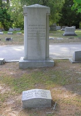 Claude Kitchin Grave site. Click for full size. Claude Kitchin Grave site image. Click for full size.