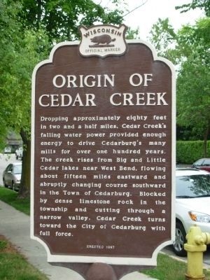 Origin of Cedar Creek Marker. Click for full size. Origin of Cedar Creek Marker image. Click for full size.