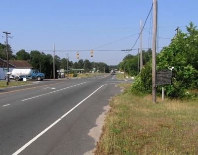 Wide view of the Monroe’s Crossroads Marker. Click for full size. Wide view of the Monroe’s Crossroads Marker image. Click for full size.
