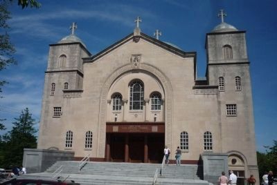 Saint Sophia Greek Orthodox Cathedral - view from Bishop Aimilianos Laloussis Park across 36th St. image. Click for full size.