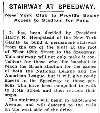 May 13, 1913 article about John T. Brush Stairway construction. Click for full size. May 13, 1913 article about John T. Brush Stairway construction image. Click for full size.