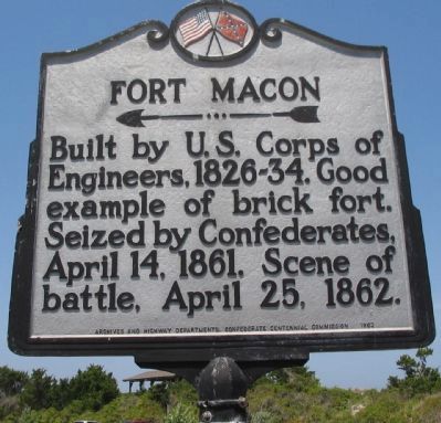 Fort Macon Marker. Click for full size. Fort Macon Marker image. Click for full size.