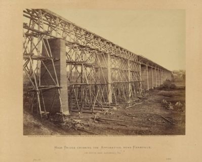 High Bridge crossing the Appomattox, near Farmville, on South Side Railroad, Va. image. Click for full size.