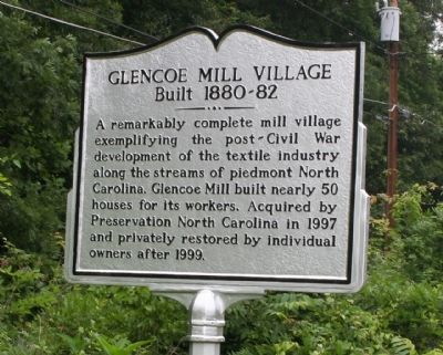 Glencoe Mill Village Marker. Click for full size. Glencoe Mill Village Marker image. Click for full size.