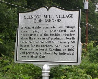 Glencoe Mill Village Marker image. Click for full size.
