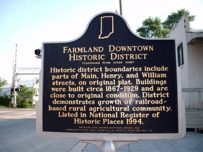 Side "B" - - Farmland Downtown Historic District Marker image. Click for full size.