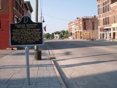 Looking South - - Farmland Downtown Historic District Marker image. Click for full size.