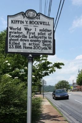 Kiffin Y. Rockwell Marker, looking north along Merrimon Avenue (US25). Click for full size. Kiffin Y. Rockwell Marker, looking north along Merrimon Avenue (US25) image. Click for full size.