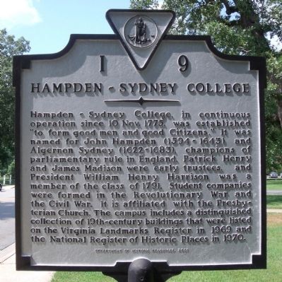 Hampden-Sydney College Marker image. Click for full size.