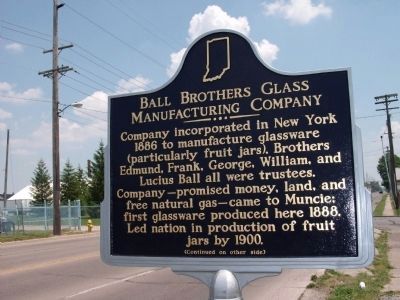 Side "A" - - Ball Brothers Glass Manufacturing Company Marker image. Click for full size.