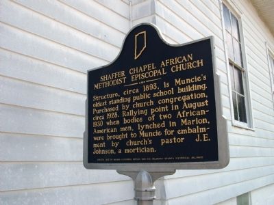Obverse Side - - Shaffer Chapel African Methodist Episcopal Church Marker image. Click for full size.