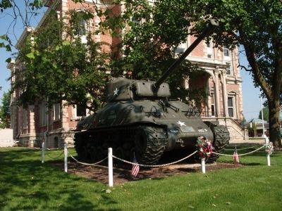 W.W. II and Korean Conflict - War Memorial Marker & Tank image. Click for full size.