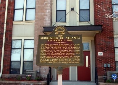 Surrender of Atlanta Marker. Click for full size. Surrender of Atlanta Marker image. Click for full size.