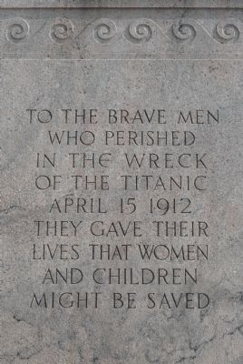 Titanic Memorial Marker - north face image. Click for full size.