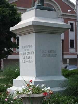 Front & Right Side View - - Civil War Memorial - Henry County Indiana Marker. Click for full size. Front & Right Side View - - Civil War Memorial - Henry County Indiana Marker image. Click for full size.