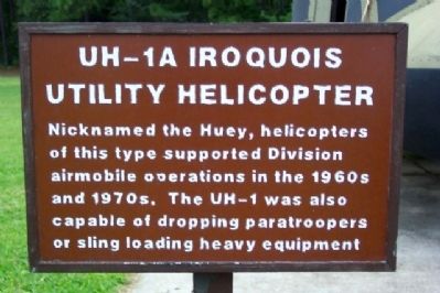 UH-1A Iroquois Utility Helicopter Marker. Click for full size. UH-1A Iroquois Utility Helicopter Marker image. Click for full size.