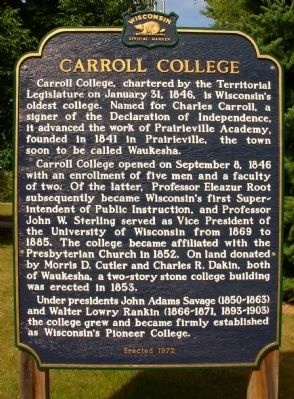 Carroll College Marker. Click for full size. Carroll College Marker image. Click for full size.