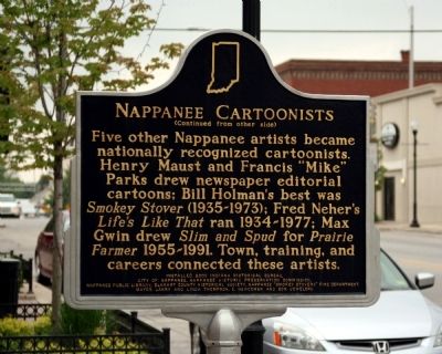 Nappanee Cartoonists Marker. Click for full size. Nappanee Cartoonists Marker image. Click for full size.
