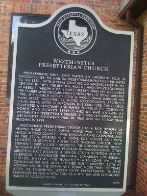 Westminster Presbyterian Church Marker image. Click for full size.