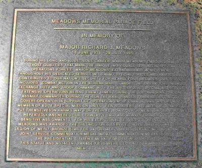 Meadows Memorial Parade Field Marker. Click for full size. Meadows Memorial Parade Field Marker image. Click for full size.