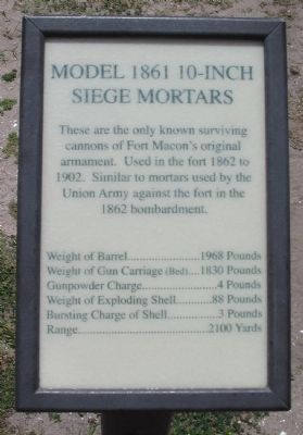 Model 1861 10-inch Siege Mortars Marker image. Click for full size.