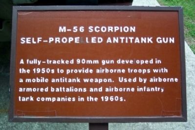 M-56 Scopion Self-Propelled Antitank Gun Marker. Click for full size. M-56 Scopion Self-Propelled Antitank Gun Marker image. Click for full size.