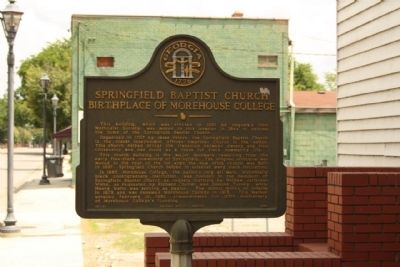 Springfield Baptist Church Birthplace of Morehouse College Marker image. Click for full size.
