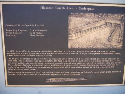 Historic Fourth Avenue Underpass Marker. Click for full size. Historic Fourth Avenue Underpass Marker image. Click for full size.