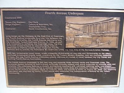 Fourth Avenue Underpass Marker. Click for full size. Fourth Avenue Underpass Marker image. Click for full size.