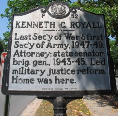 Kenneth C. Royall Marker image. Click for full size.