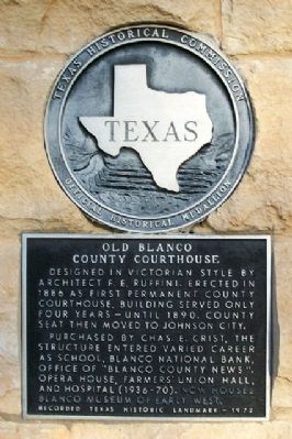 Old Blanco County Courthouse Marker image. Click for full size.