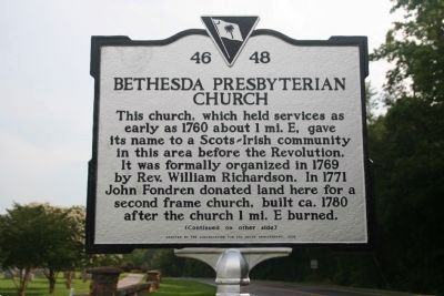 Bethesda Presbyterian Church Marker (Side A). Click for full size. Bethesda Presbyterian Church Marker (Side A) image. Click for full size.